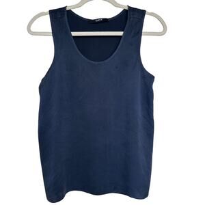Quince Women's Navy 100% Washable Silk Pajama Tank Top